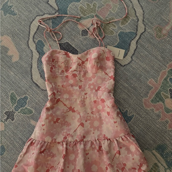 Amanda Uprichard Champagne Skort Romper In Cherry Blossom - Picture 2 of 3